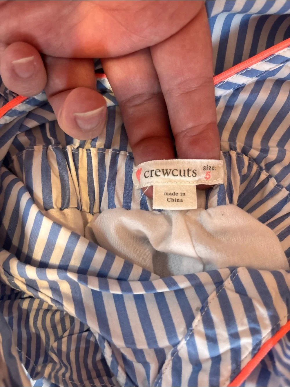 Crew cuts Girls Size 5 Blue & White Striped Dress Ruffles Lined Preppy